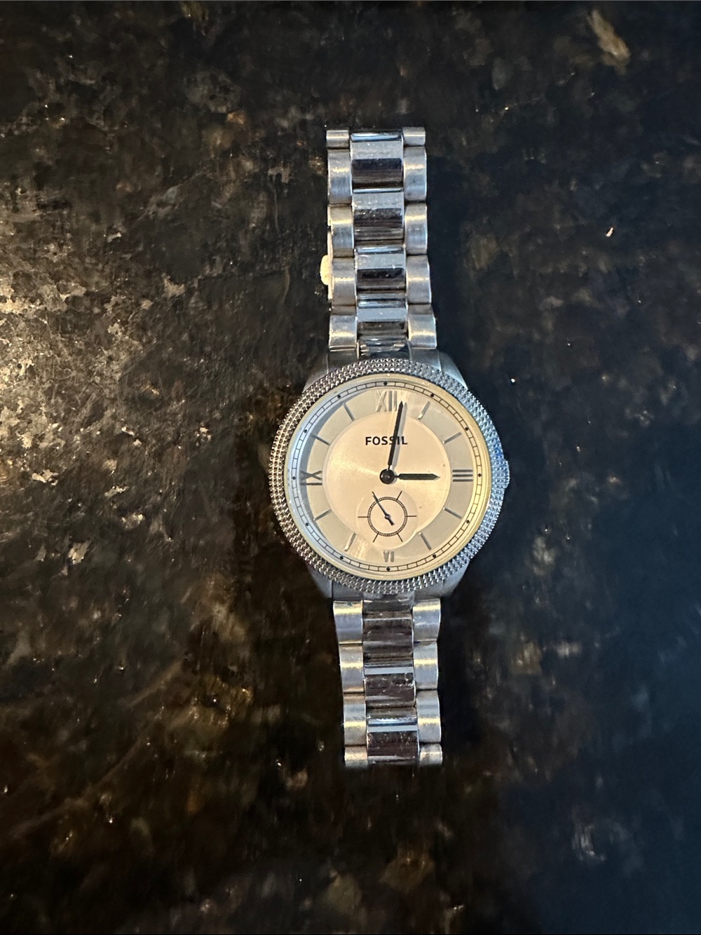 Fossil Silver-Tone Stainless Steel Ladies Watch with Silver Dial
